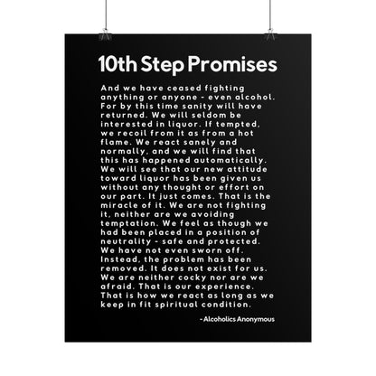 Haler Smith Rolled Poster - 10th Step Promises - Vertical Black Matte Finish - White Letters