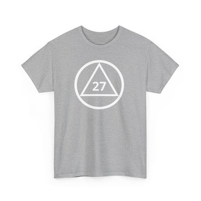 Recovery Short Sleeve T-Shirt | Circle and Triangle Sobriety Years Design 1 On The Front