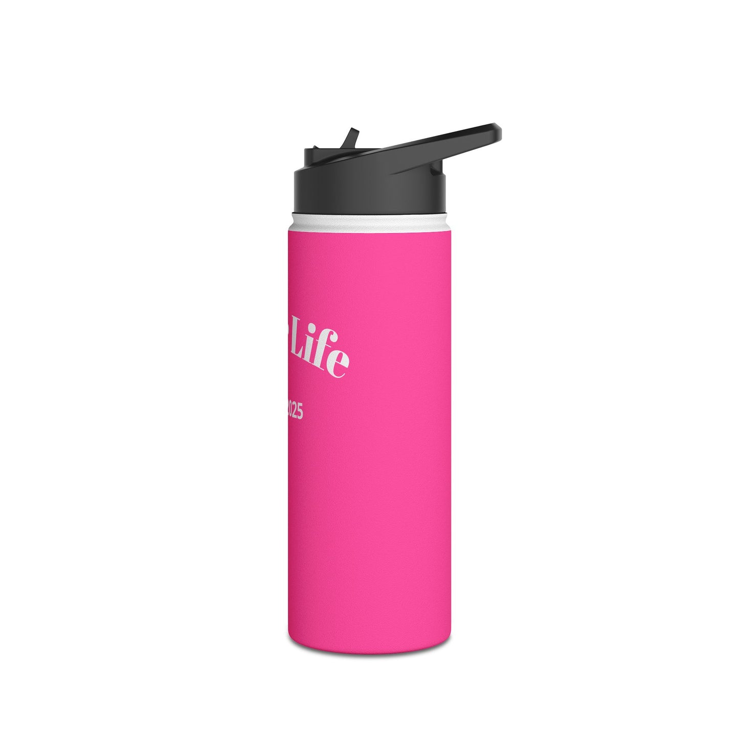 Recovery Insulated Stainless Steel Water Bottle | Sober Life Est. Design 1 | Pink