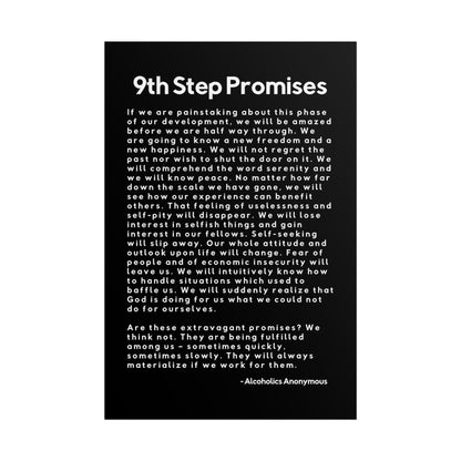 Haler Smith Rolled Poster - 9th Step Promises - Vertical Black Matte Finish - White Letters