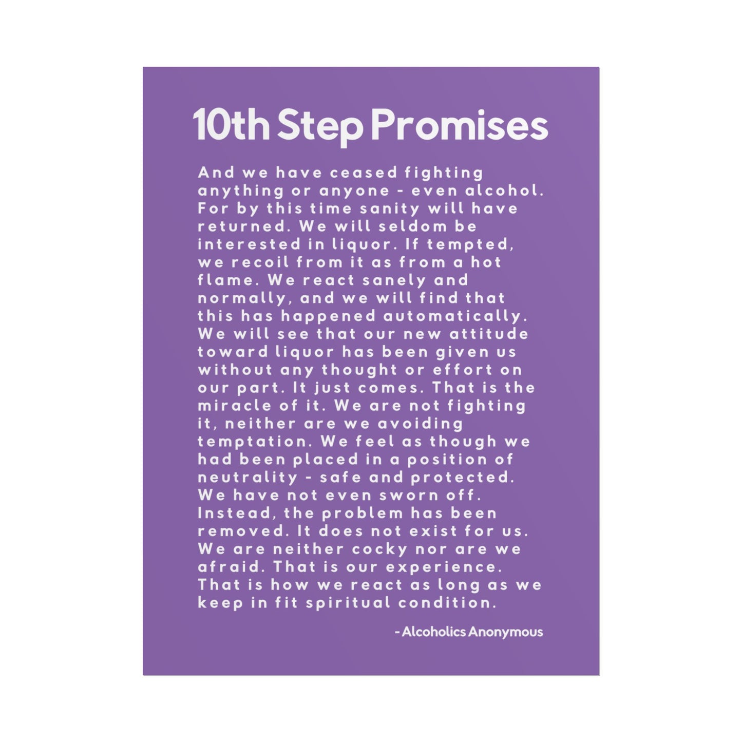 Haler Smith - Poster - Haler Smith Rolled Poster - 10th Step Promises - Vertical Light Purple Matte Finish