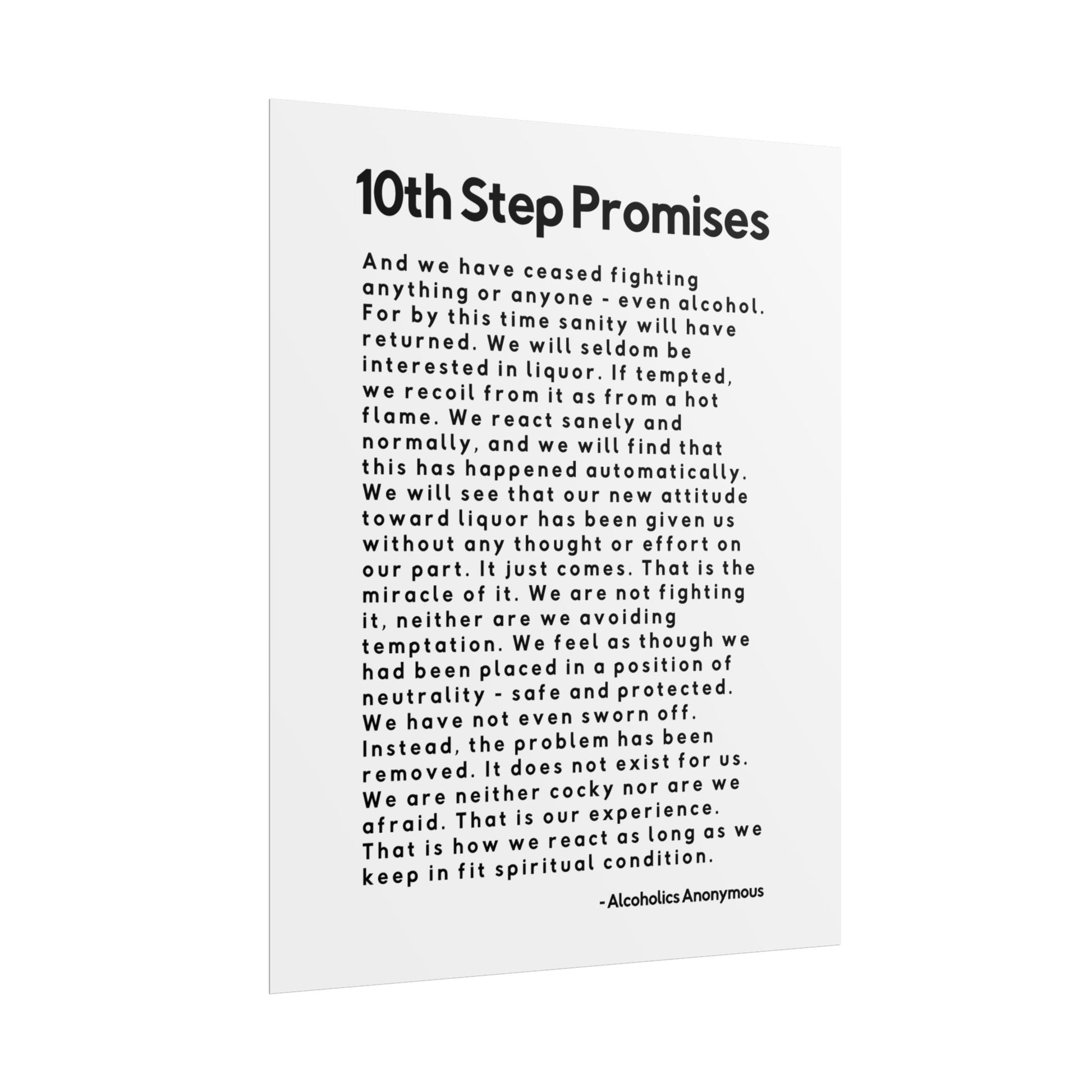 Haler Smith - Poster - Haler Smith Rolled Poster - 10th Step Promises - Vertical White Matte Finish