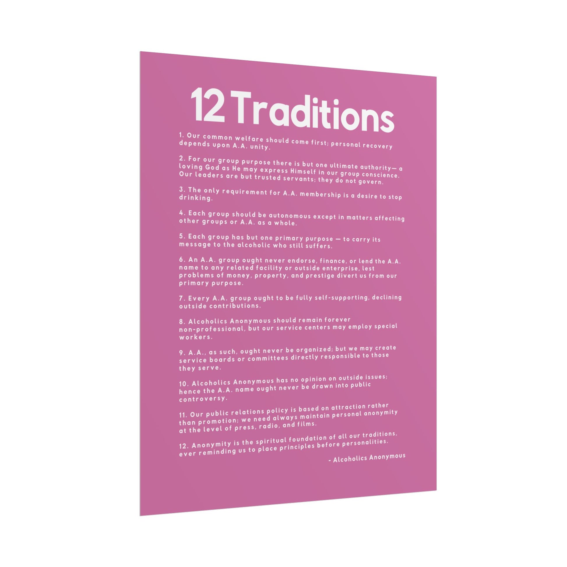 Haler Smith - Poster - Haler Smith Rolled Poster - 12 Traditions - Vertical Light Pink Matte Finish
