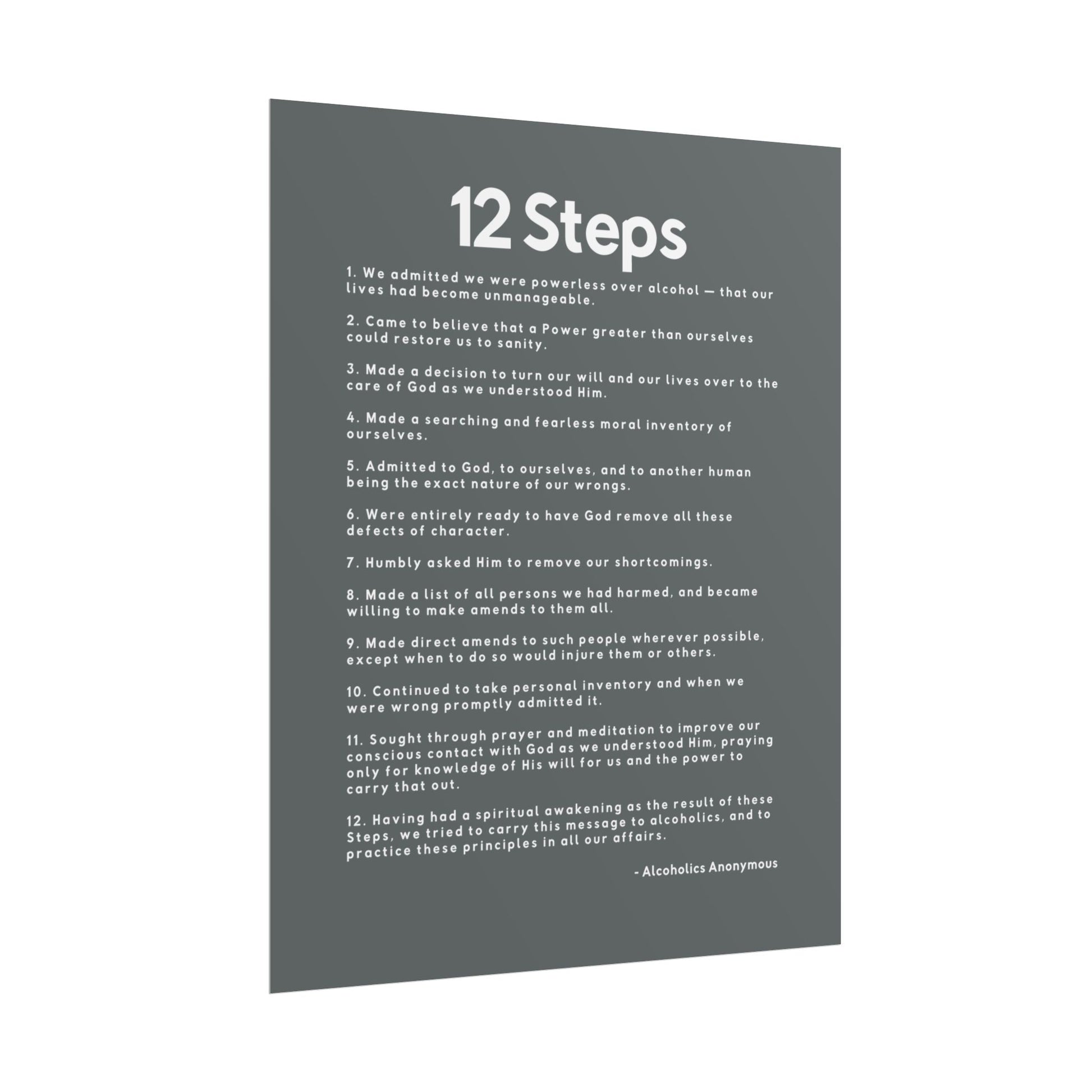 Haler Smith - Poster - Haler Smith Rolled Poster - 12 Steps - Vertical Dark Gray Matte Finish