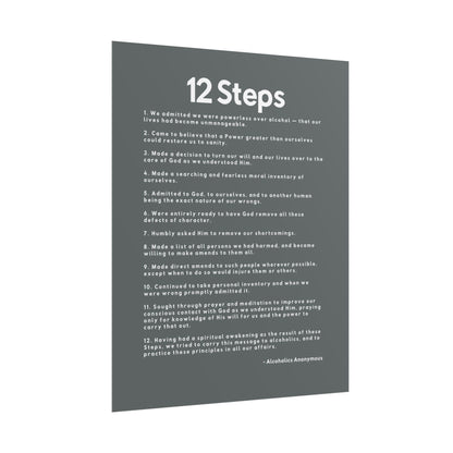 Haler Smith - Poster - Haler Smith Rolled Poster - 12 Steps - Vertical Dark Gray Matte Finish