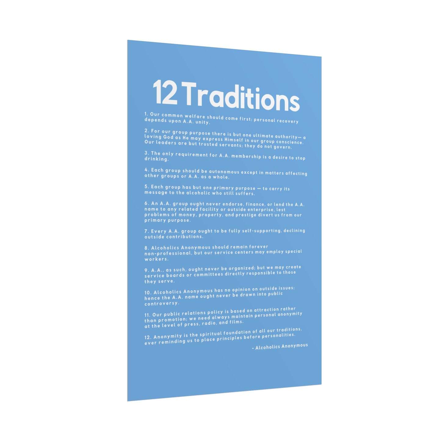 Haler Smith - Poster - Haler Smith Rolled Poster - 12 Traditions - Vertical Light Blue Matte Finish