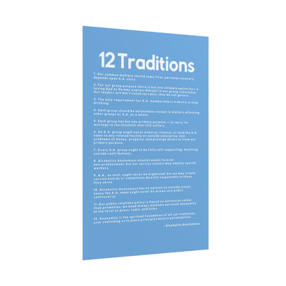 Haler Smith - Poster - Haler Smith Rolled Poster - 12 Traditions - Vertical Light Blue Matte Finish