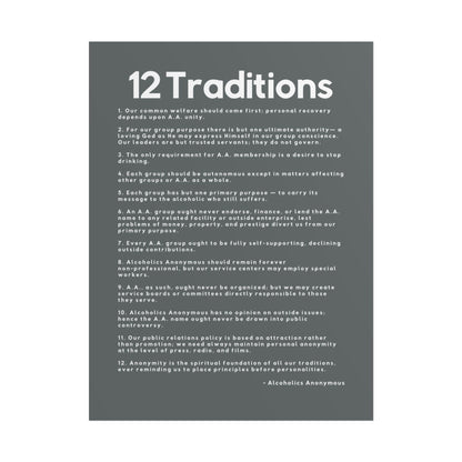 Haler Smith - Poster - Haler Smith Rolled Poster - 12 Traditions - Vertical Dark Gray Matte Finish