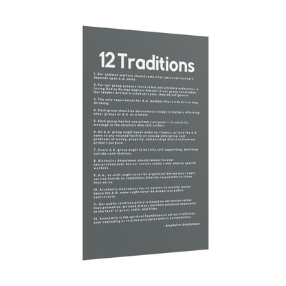 Haler Smith - Poster - Haler Smith Rolled Poster - 12 Traditions - Vertical Dark Gray Matte Finish