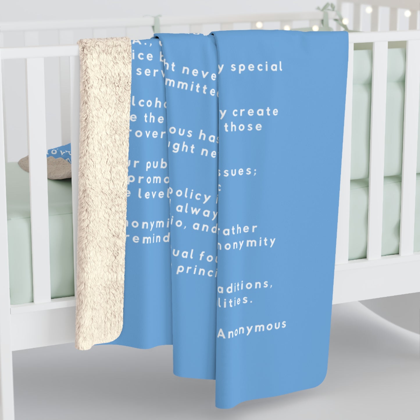Haler Smith Sherpa Fleece Blanket - 12 Traditions - White Letters - Light Blue
