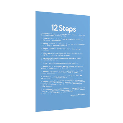 Haler Smith - Poster - Haler Smith Rolled Poster - 12 Steps - Vertical Light Blue Matte Finish - White Letters