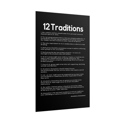 Haler Smith Rolled Poster - 12 Traditions - Vertical Black Matte Finish - White Letters
