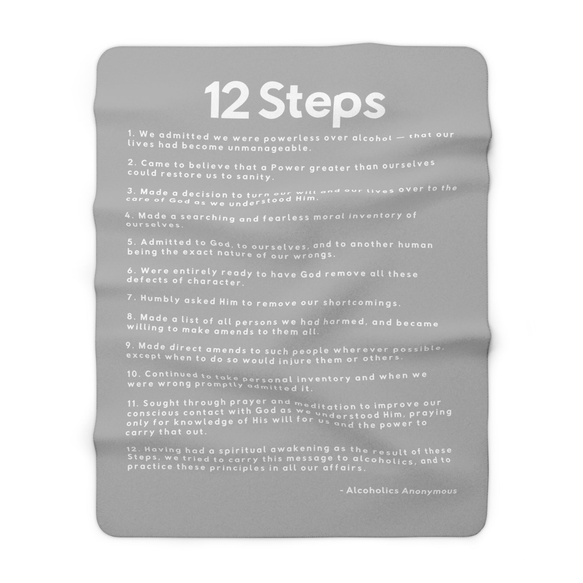 Haler Smith - Home Decor - Haler Smith Sherpa Fleece Blanket - 12 Steps - Light Gray