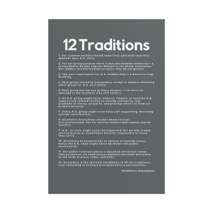 Haler Smith - Poster - Haler Smith Rolled Poster - 12 Traditions - Vertical Dark Gray Matte Finish