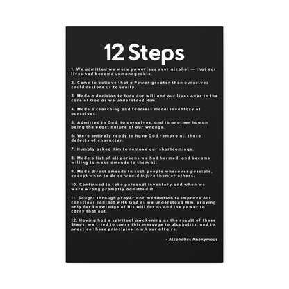 Haler Smith Matte Canvas - 12 Steps - Vertical Black Matte Finish - White Letters