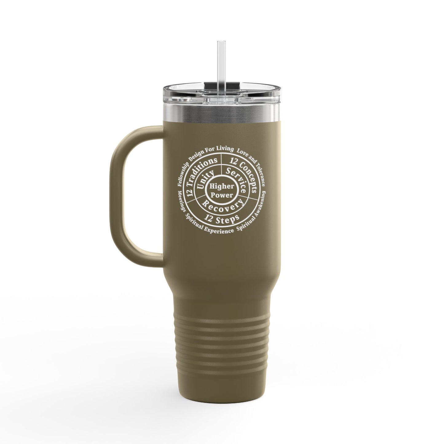 Haler Smith - Mug - Haler Smith Insulated Travel Mug with Straw 40 oz. - Higher Power 1 - White Letters