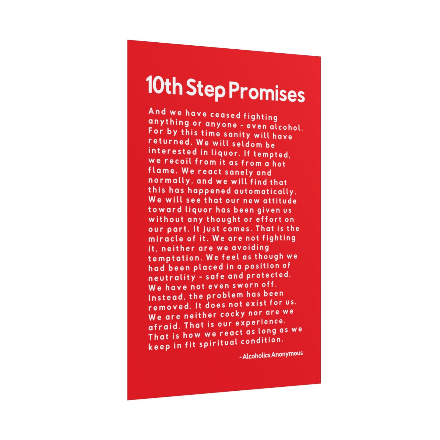 Haler Smith - Poster - Haler Smith Rolled Poster - 10th Step Promises - Vertical Red Matte Finish