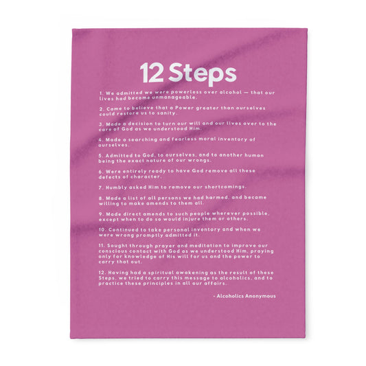 Haler Smith - Home Decor - Haler Smith Polar Fleece Blanket - 12 Steps - Light Pink