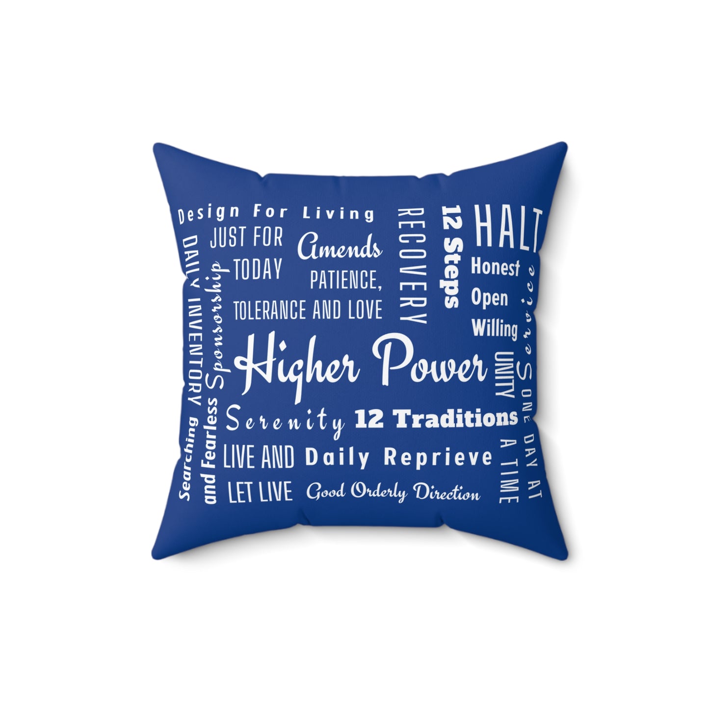 Haler Smith Square Polyester Pillow - Recovery Phrases 1 - Dark Blue