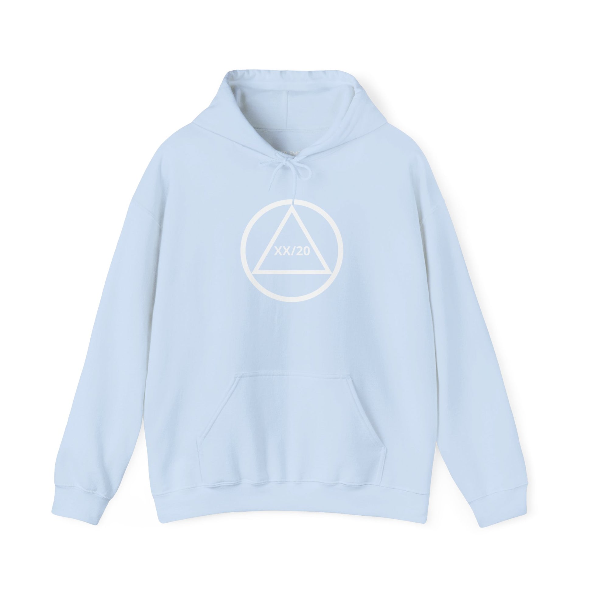 Circle and Triangle recovery hoodie in Light Blue featuring Circle and Triangle Sobriety Years Design 1 on the front
