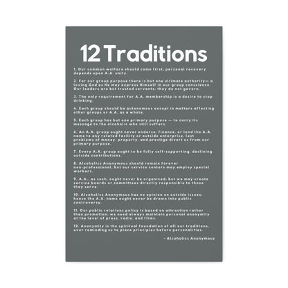 Haler Smith - Canvas - Haler Smith Matte Canvas - 12 Traditions - Vertical Dark Gray Matte Finish