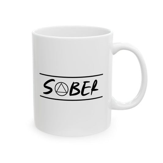 Recovery Ceramic Coffee Mug | Sober Design 1 | White with Black Letters