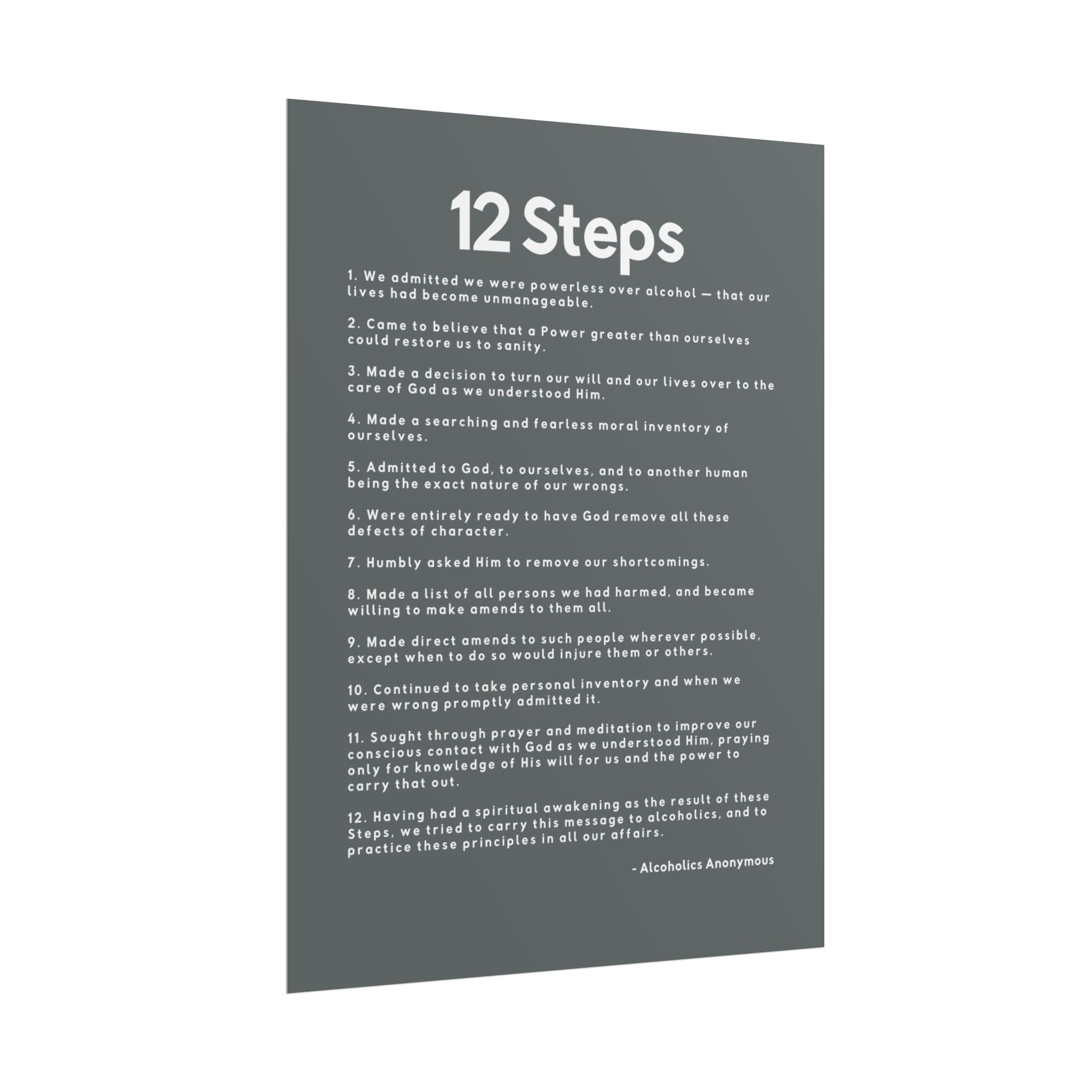 Haler Smith - Poster - Haler Smith Rolled Poster - 12 Steps - Vertical Dark Gray Matte Finish