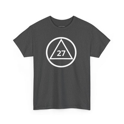 Recovery Short Sleeve T-Shirt | Circle and Triangle Sobriety Years Design 1 On The Front