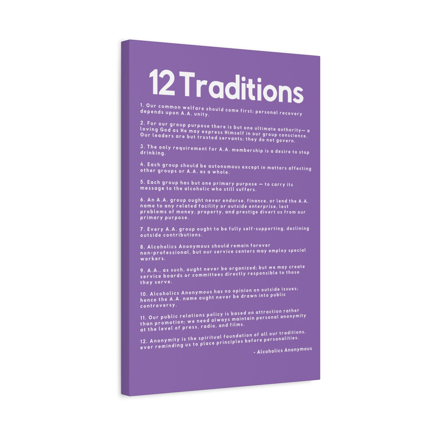 Haler Smith - Canvas - Haler Smith Matte Canvas - 12 Traditions - Vertical Light Purple Matte Finish