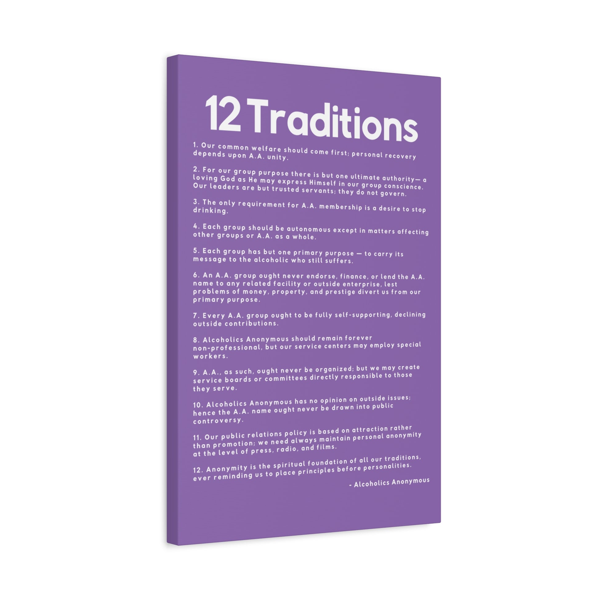 Haler Smith - Canvas - Haler Smith Matte Canvas - 12 Traditions - Vertical Light Purple Matte Finish