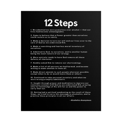 Haler Smith Rolled Poster - 12 Steps - Vertical Black Matte Finish - White Letters