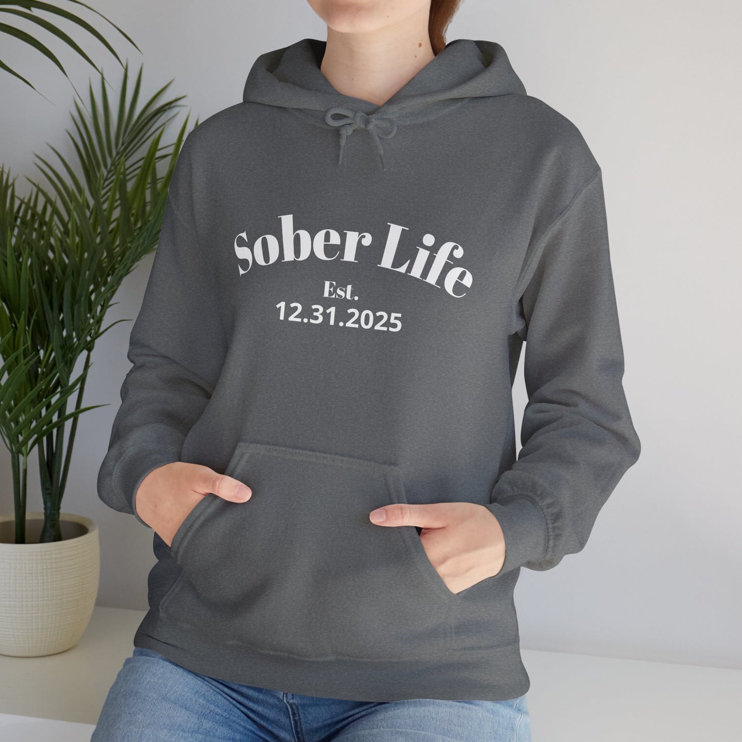 Recovery Hoodie | Sober Life Est. Design 1 On The Front