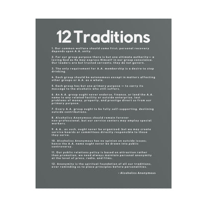Haler Smith - Poster - Haler Smith Rolled Poster - 12 Traditions - Vertical Dark Gray Matte Finish