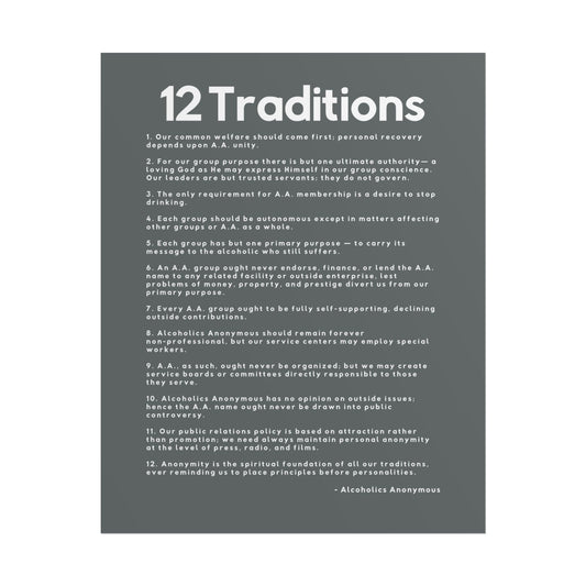 Haler Smith - Poster - Haler Smith Rolled Poster - 12 Traditions - Vertical Dark Gray Matte Finish