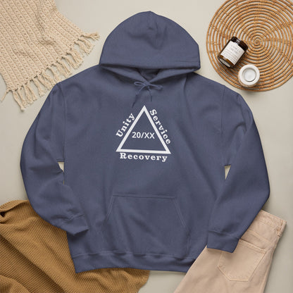 Recovery Hoodie | Unity Service Recovery Sobriety Years Design 1 On The Front