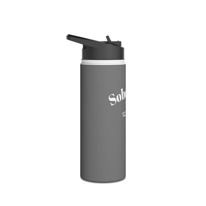 Recovery Insulated Stainless Steel Water Bottle | Sober Life Est. Design 1 | Dark Grey
