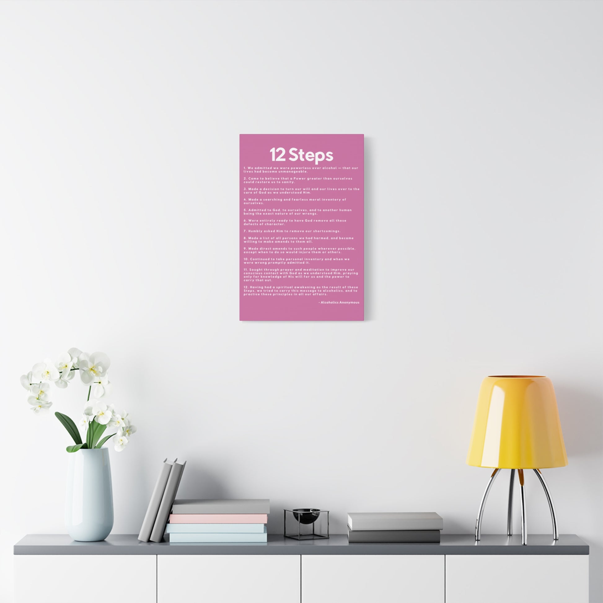 Haler Smith - Canvas - Haler Smith Matte Canvas - 12 Steps - Vertical Light Pink Matte Finish