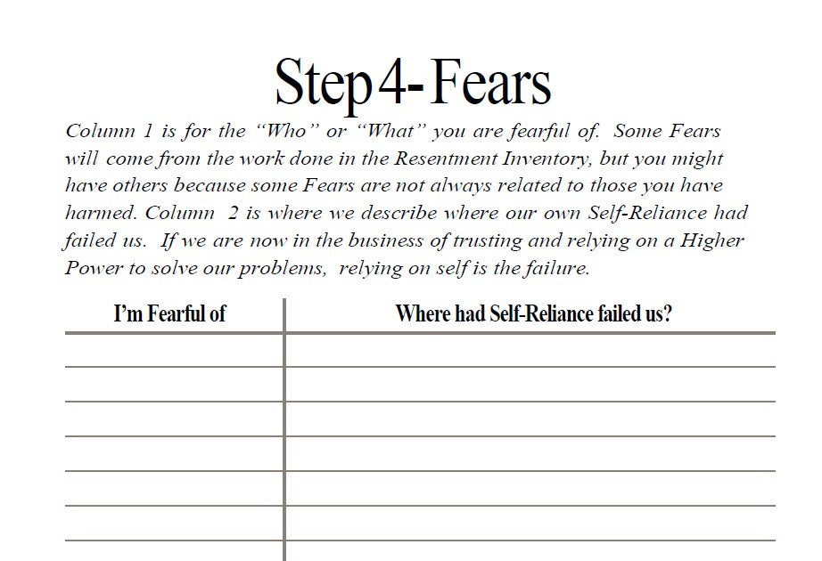 Step Journals- Step 4 Fears- Download