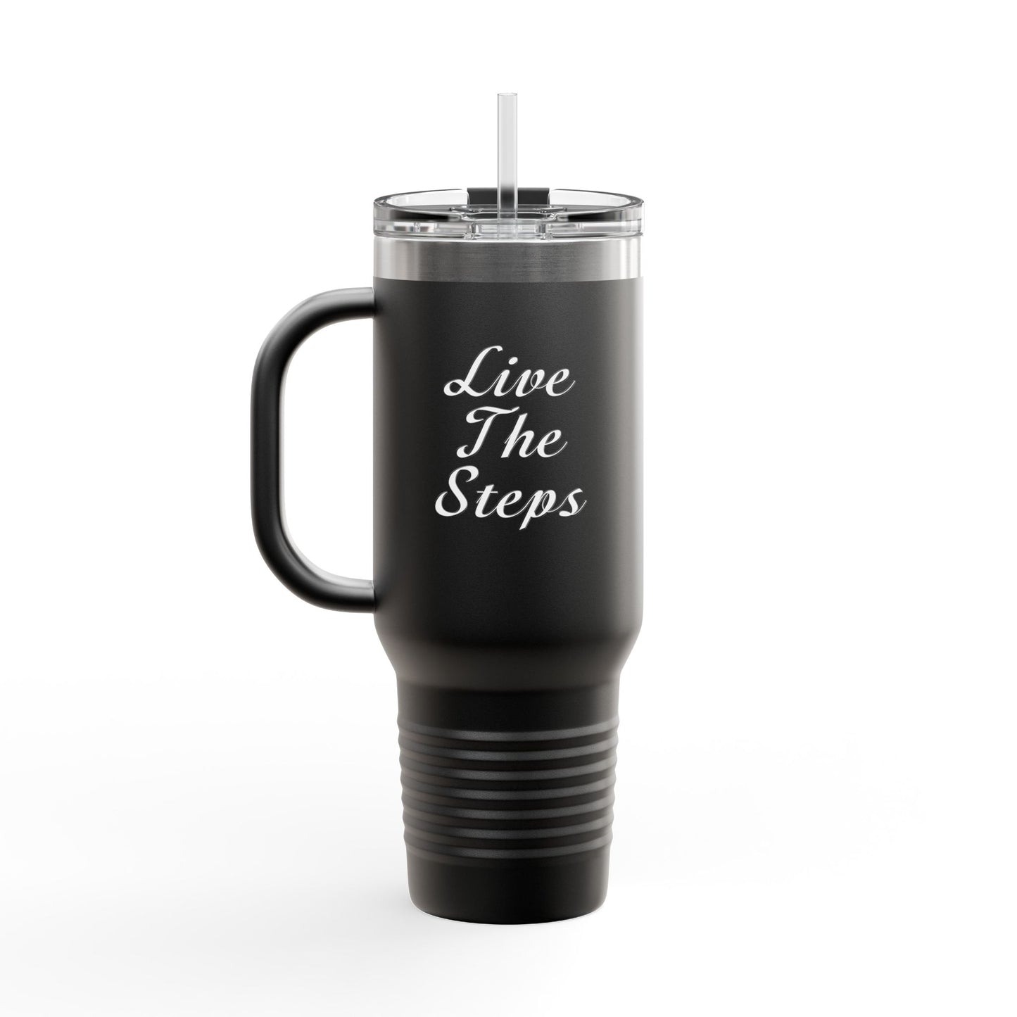Haler Smith Insulated Travel Mug with Straw 40 oz. - Live the Steps - White Letters