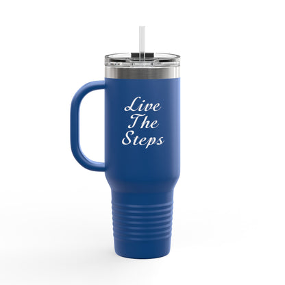 Haler Smith Insulated Travel Mug with Straw 40 oz. - Live the Steps - White Letters