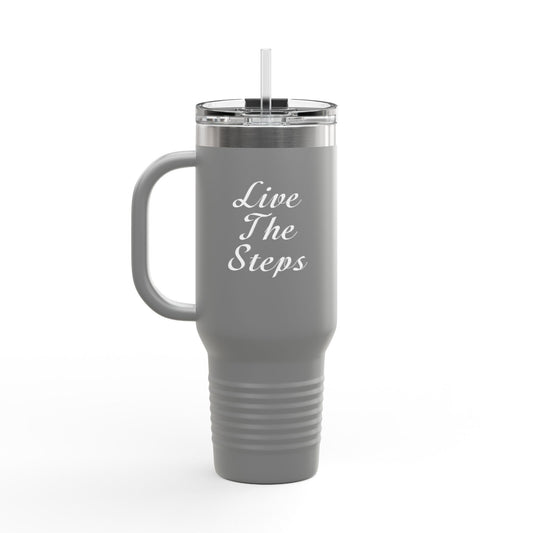 Haler Smith Insulated Travel Mug with Straw 40 oz. - Live the Steps - White Letters