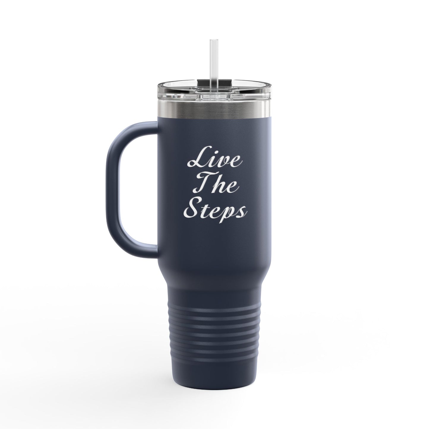 Haler Smith Insulated Travel Mug with Straw 40 oz. - Live the Steps - White Letters
