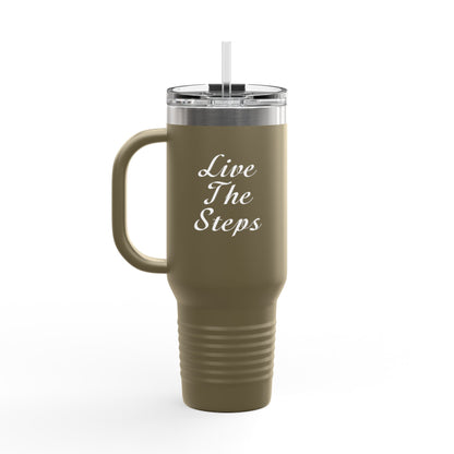 Haler Smith Insulated Travel Mug with Straw 40 oz. - Live the Steps - White Letters