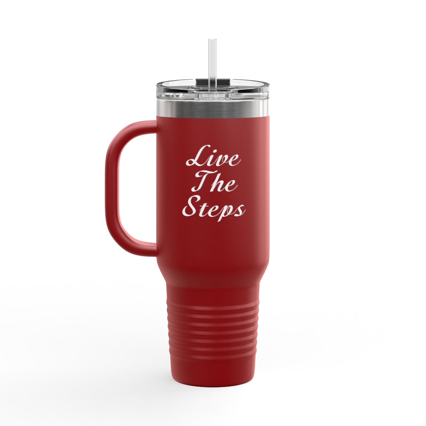 Haler Smith Insulated Travel Mug with Straw 40 oz. - Live the Steps - White Letters