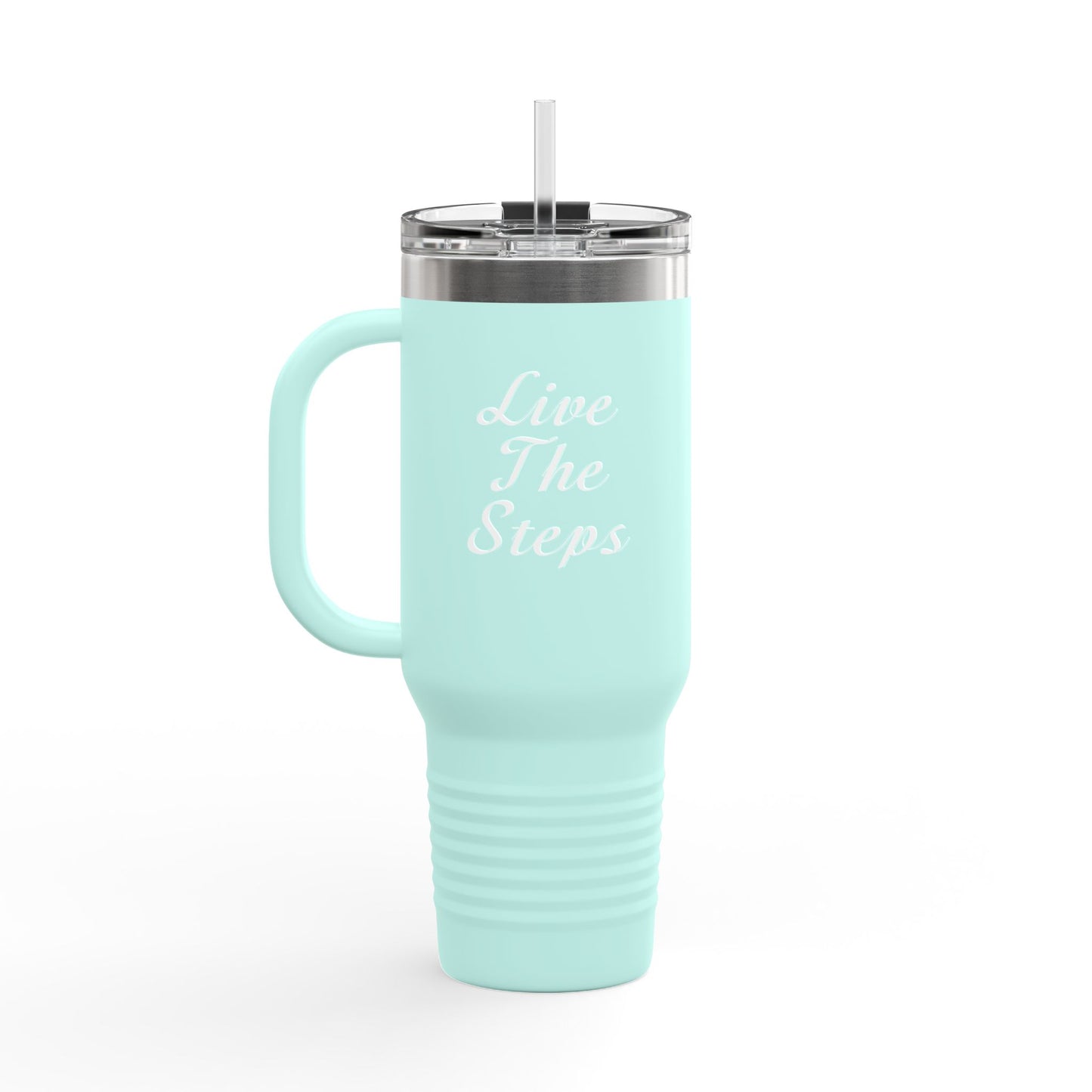 Haler Smith Insulated Travel Mug with Straw 40 oz. - Live the Steps - White Letters