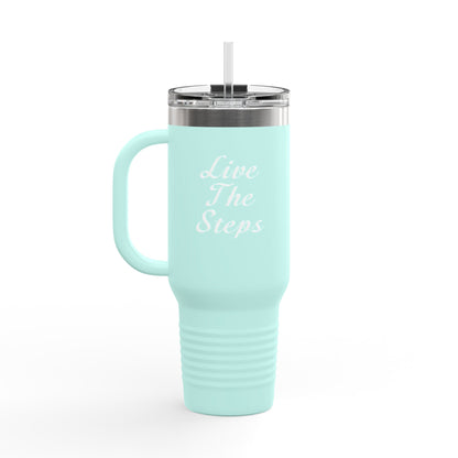 Haler Smith Insulated Travel Mug with Straw 40 oz. - Live the Steps - White Letters
